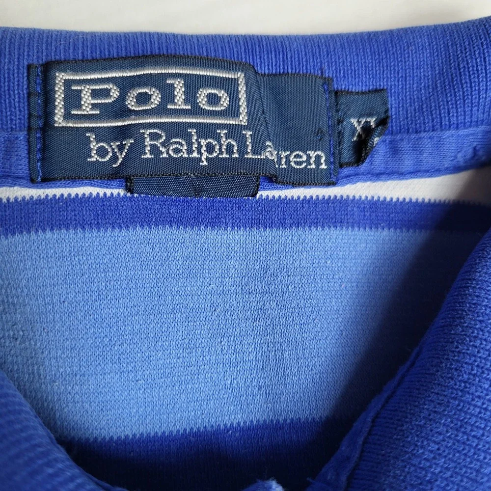 Polo Ralph Lauren Mens XL Striped Short Sleeve Polo Shirt Blue Green Red‎ Pony